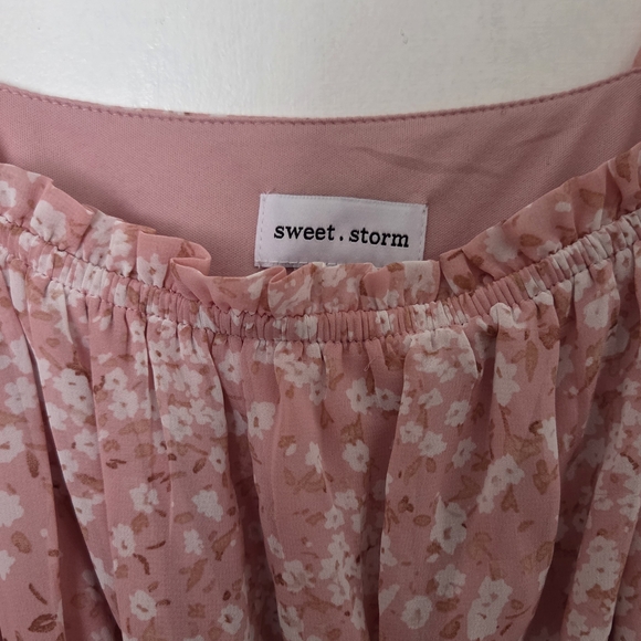 Sweet Storm Pink Floral Mini Dress Size Large - Picture 11 of 11